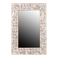 New Hampton Rectangular Coconut Shell Mirror, 39.5"H, White Patina