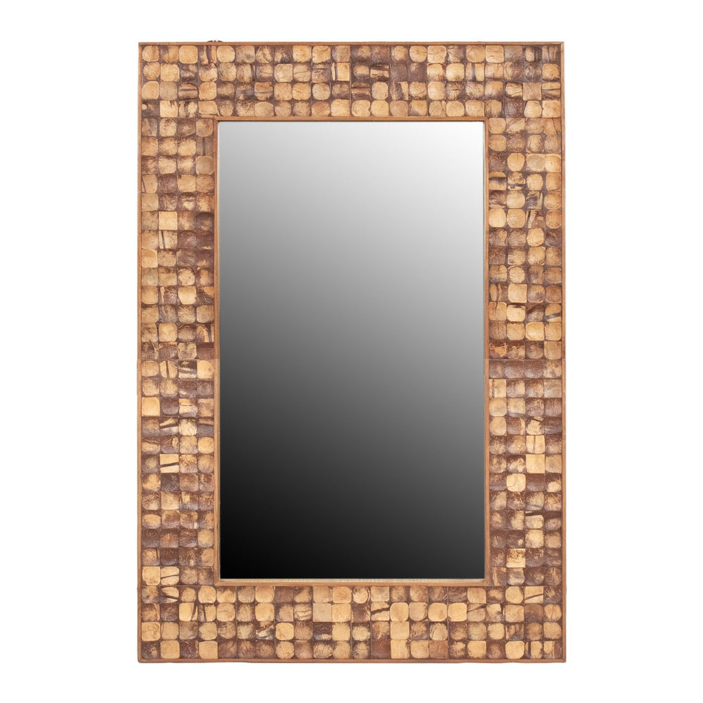 New Hampton Rectangular Coconut Shell Mirror, 39.5"H, Natural Bliss