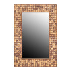 New Hampton Rectangular Coconut Shell Mirror, 39.5"H, Natural Bliss