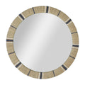 Maui Seagrass Round Mirror, 30''W, Natural/Navy/White