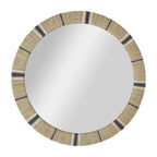 Maui Seagrass Round Mirror, 30''W, Natural/Navy/White
