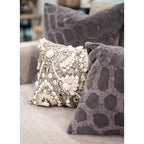 Alden 20" Square Embroidered Pillow, Grey