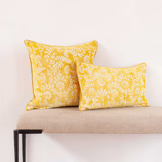 Isadora 20" Square Jacquard Pillow, Yellow