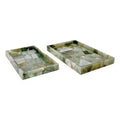 Rectangular Green Agate Trays, 2 Piece Set