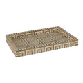 Wooden Rectangle Geometric Tray, 19''W, Natural and White