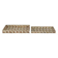 Decorative Geometric Trays, Set of 2, 16'"W and 14''W, Natural and White