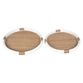 Marina Rattan Tray, Set of 2, 23.75"W & 17.75"W, White/Natural