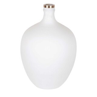 Amphora Tall Vase, White and Brass