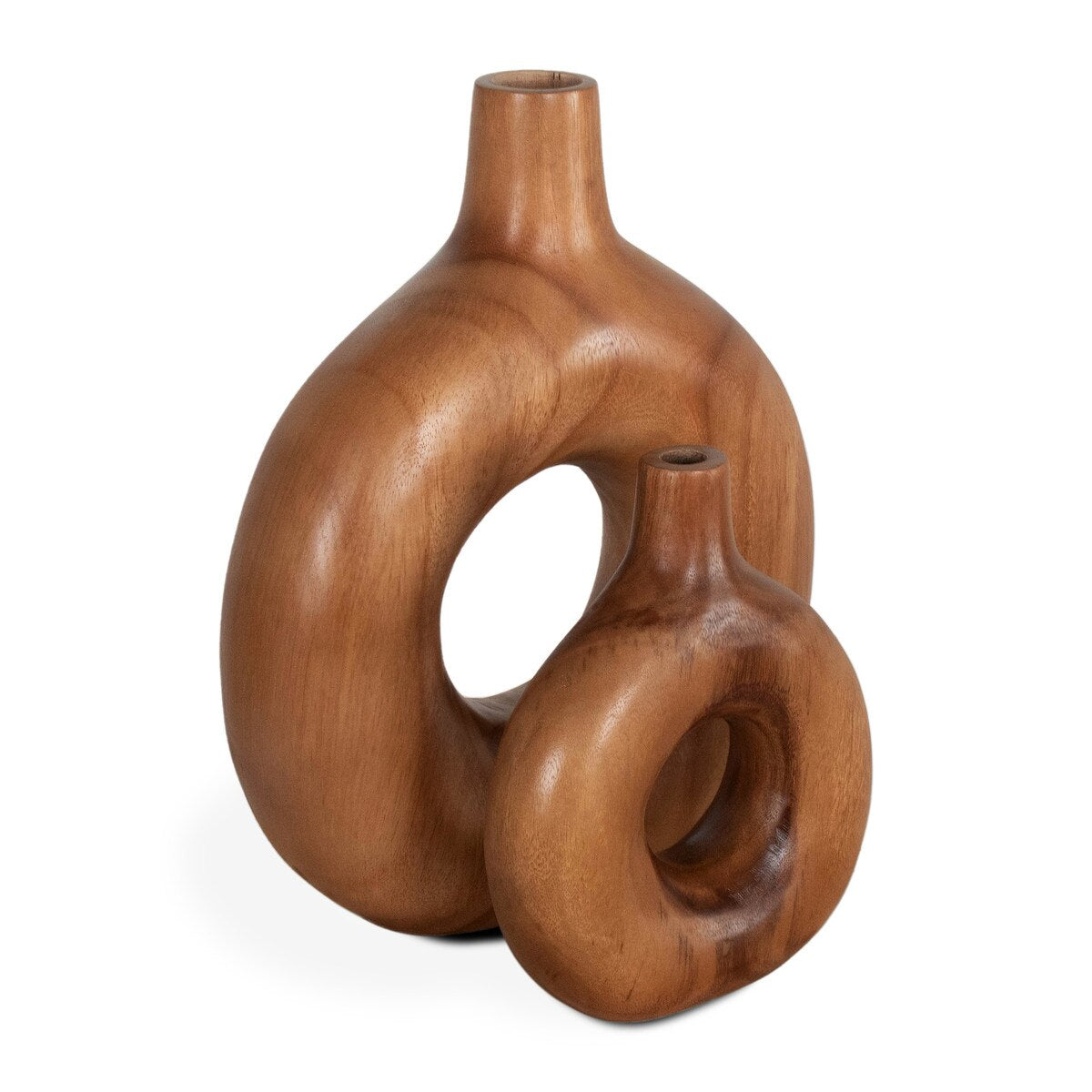 Wood Ring Vases, Set of 2