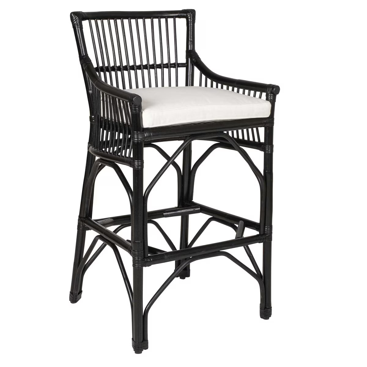 Winston Rattan Barstool, Solid Black