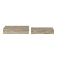 Wood and Bone Decorative Boxes, Set of 2, 16''W and 14''W, Natural and White