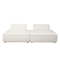 Cara 2-Piece Square Modular Lounger in Ivory Boucle Fabric w/ Moveable, Non-Skid Backrest