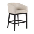 Barrel Upholstered Counter Stool, Beige and Black
