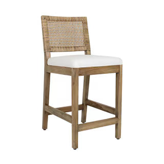 Dutch Counterstool With Upholstered Seat, Antique Natural