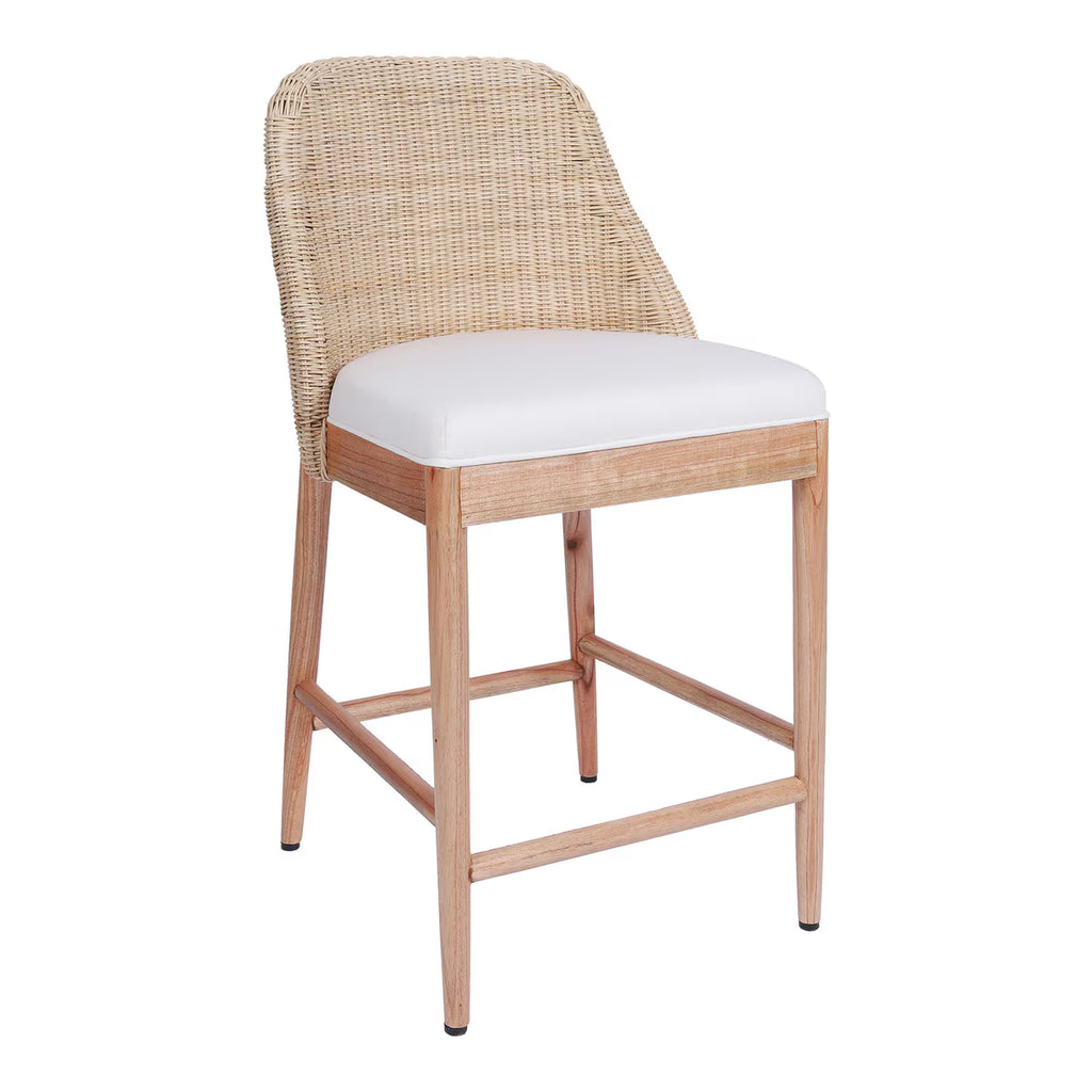 Sahara Rattan Weave Counterstool With Wood Legs, Natural