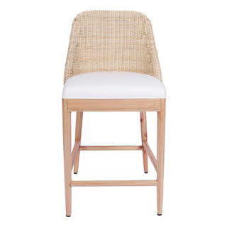 Sahara Rattan Weave Counterstool With Wood Legs, Natural