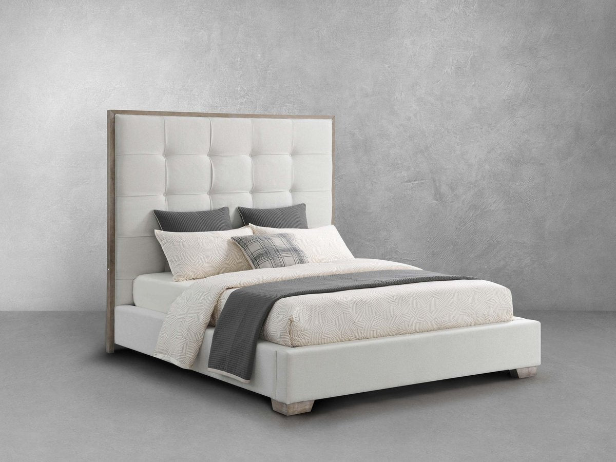 Eleanor Tufted Fabric Bed - Ivory - Queen