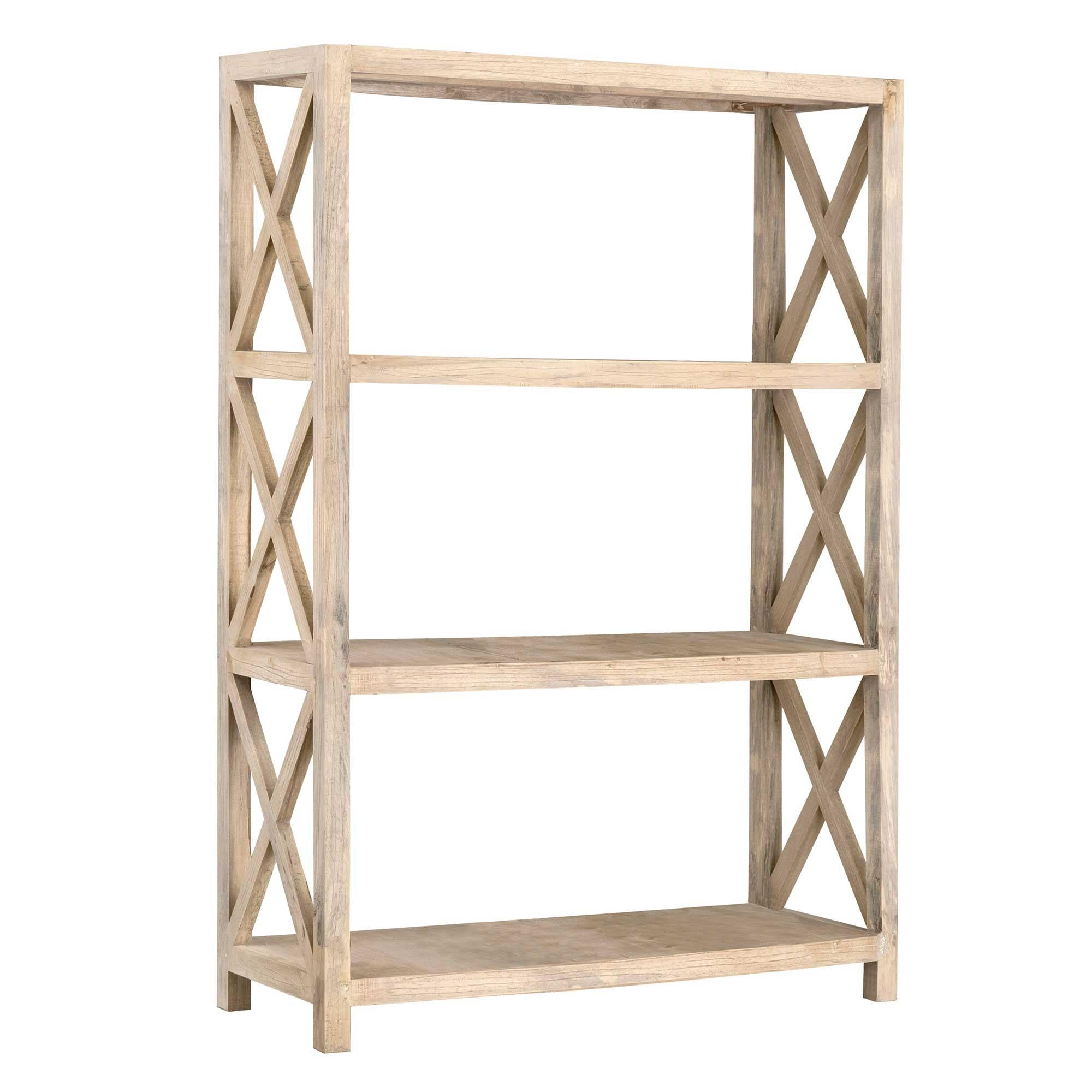 Promenade Tall Bookcase, Natural with Distressed Mindi Wood