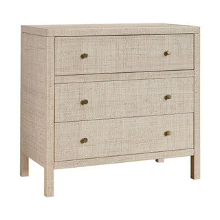 New Paloma 3 Drawer Raffia Wrapped Dresser, 34"W, Natural