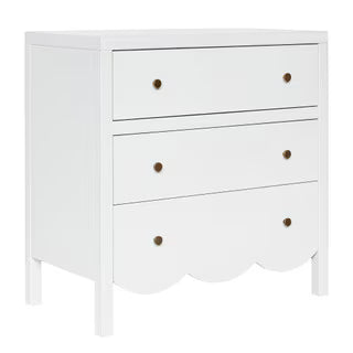 Maribelle Scallop 3 Drawer Dresser, 34"W, Off-White