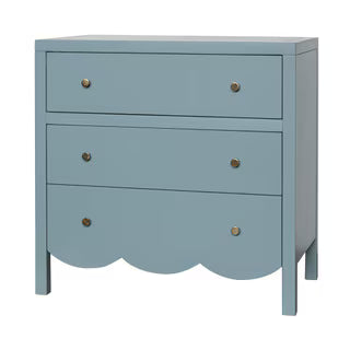 New Maribelle Scallop 3 Drawer Dresser, 34"W, Slate Blue