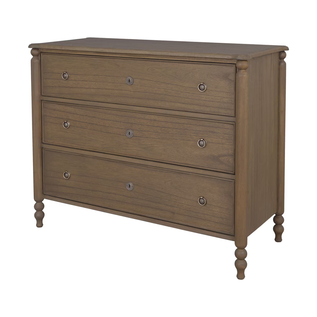 New Ashford Large 3 Drawer Dresser, 45"W, Chestnut Brown