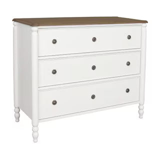 New Ashford Large 3 Drawer Dresser, 45"W, Off-White/Chestnut Brown