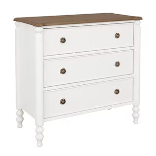 Ashford 3 Drawer Dresser, 31.5"W, Off-White/Chestnut Brown