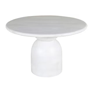Round Abstract Sphere Pedestal Dining Table, 48"W, Whitewood