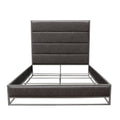 Empire Queen Bed in Weathered Grey PU with Hand brushed Silver Metal Frame