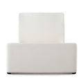 Eve Queen Bed In Elite Ivory Fabric W/ Contoured Headboard & Footboard