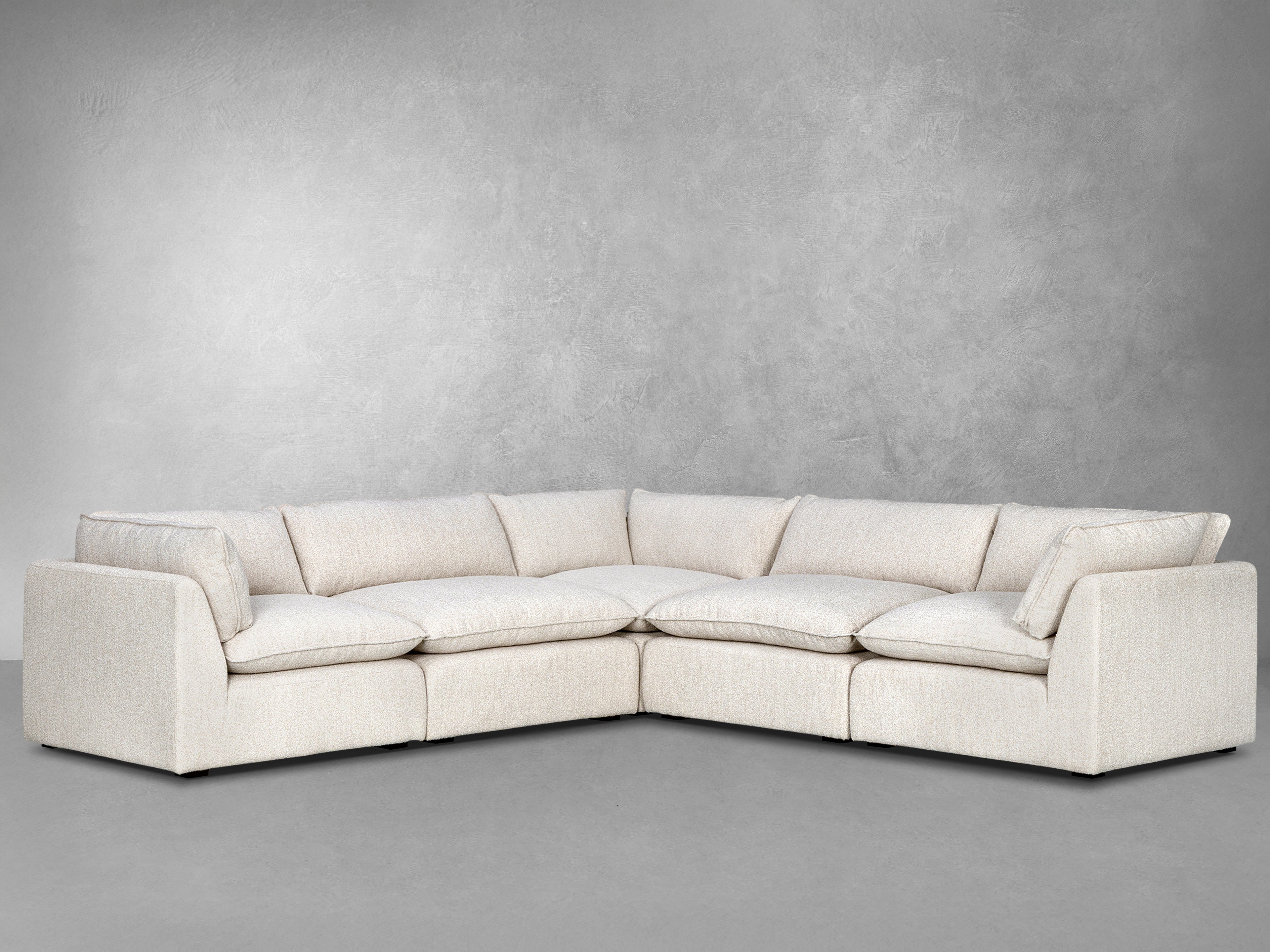 JoJo Fletcher Luxe Boucle Fabric 5pc Two-Arm Sectional, Oat