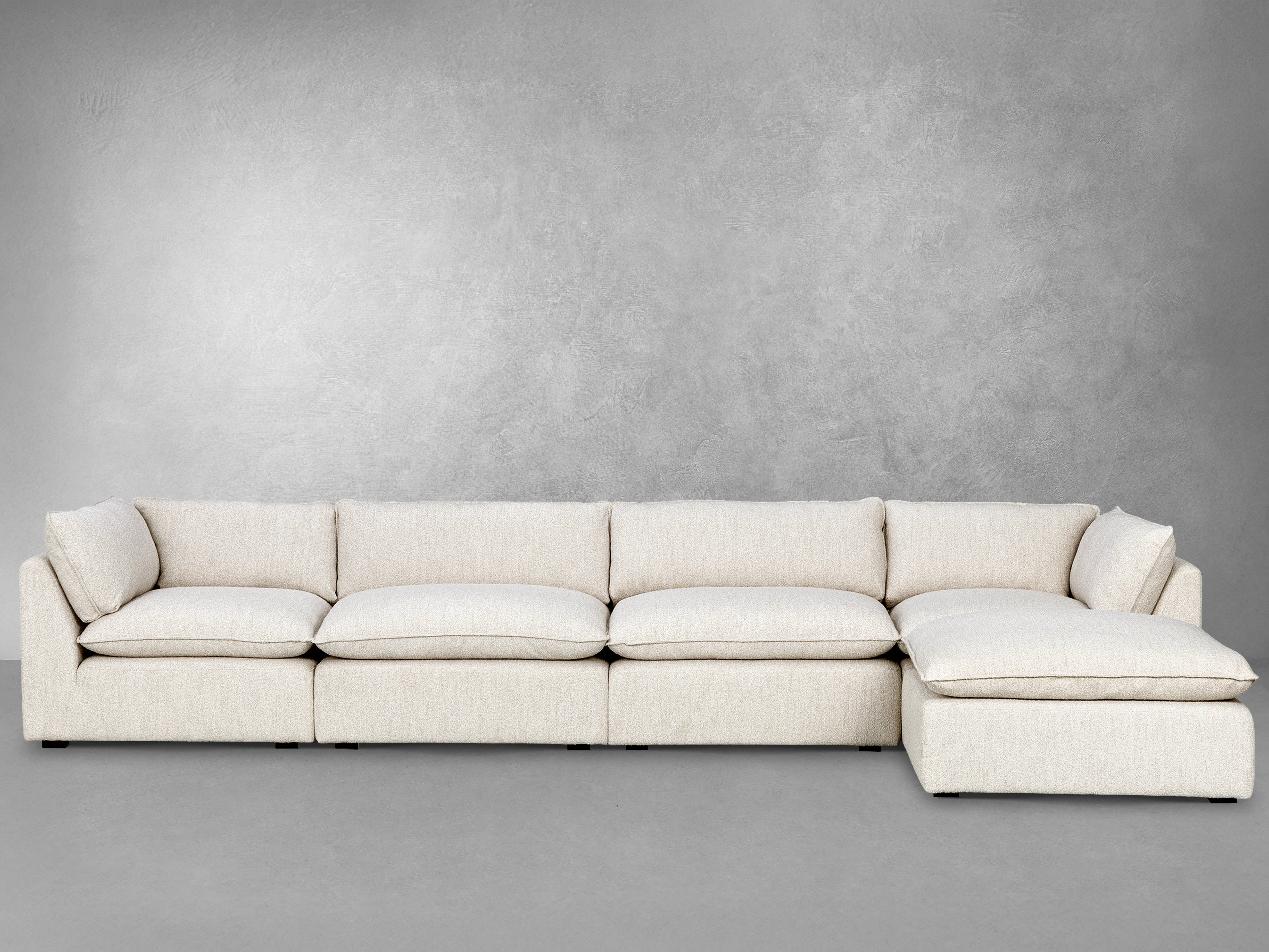 JoJo Fletcher Luxe Boucle Fabric 5pc L-Shaped Sectional, Oat