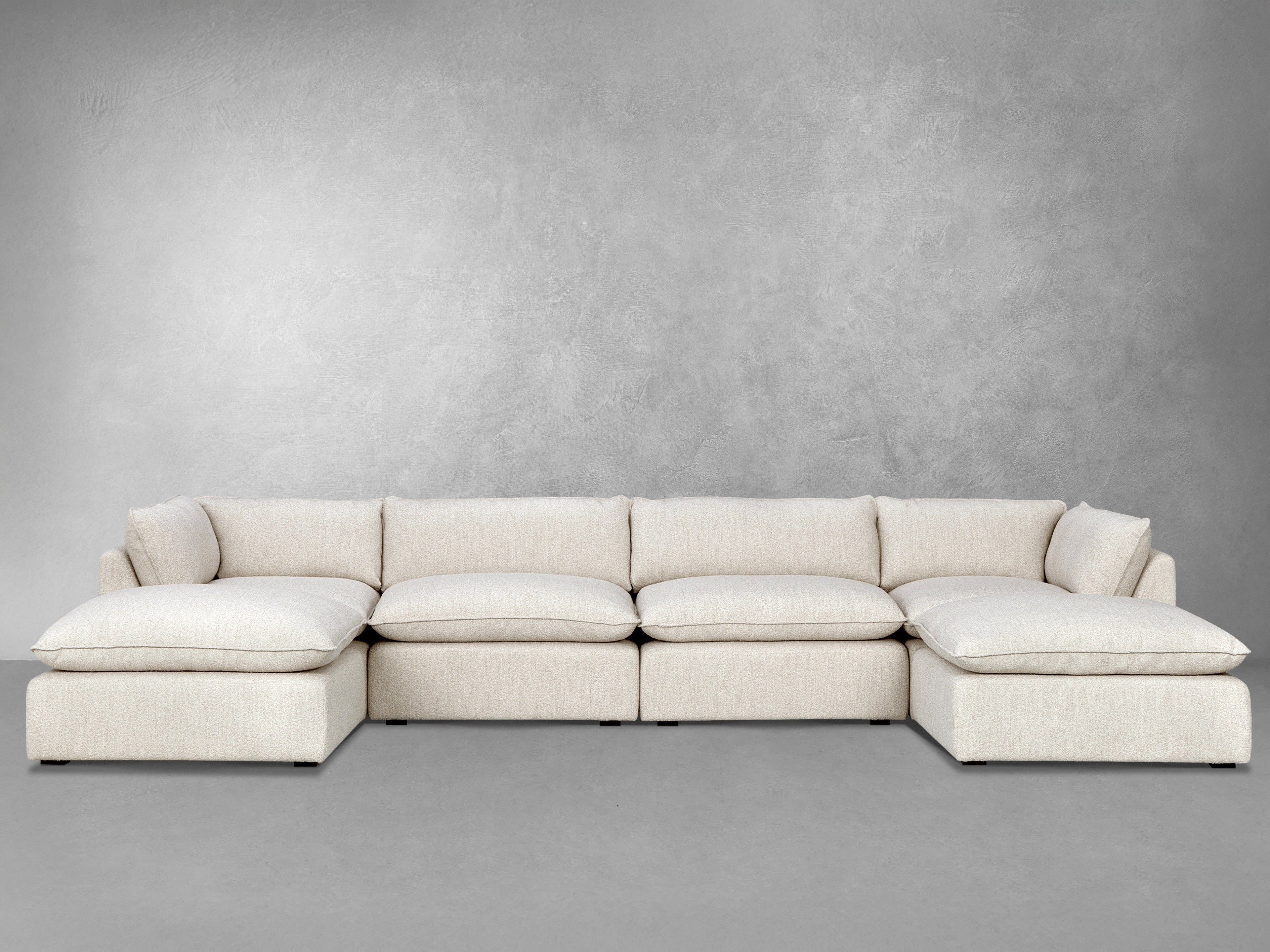 JoJo Fletcher Luxe Boucle Fabric 6pc U-Shaped Sectional, Oat