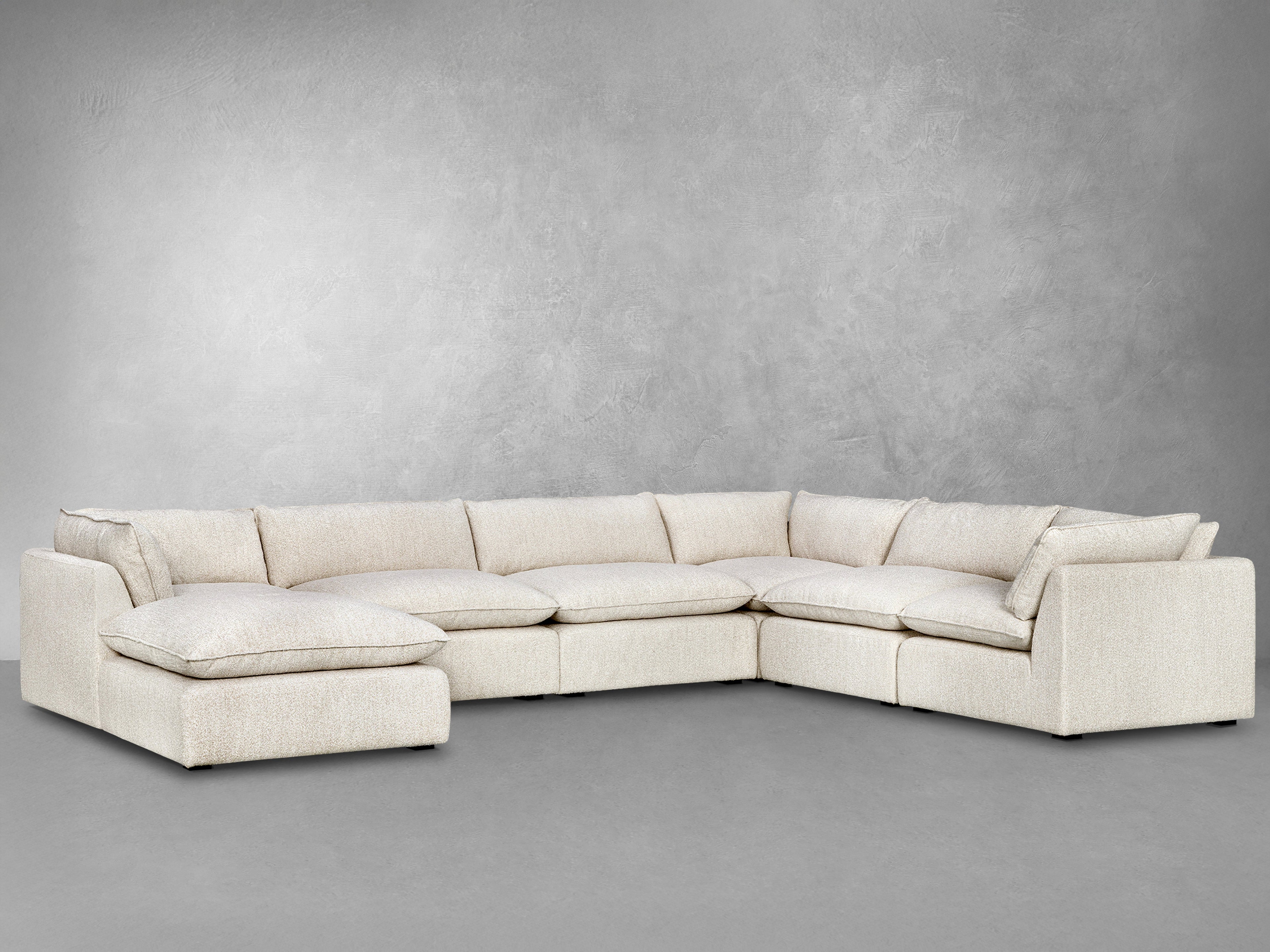 JoJo Fletcher Luxe Boucle Fabric 7pc L-Shaped Sectional, Oat