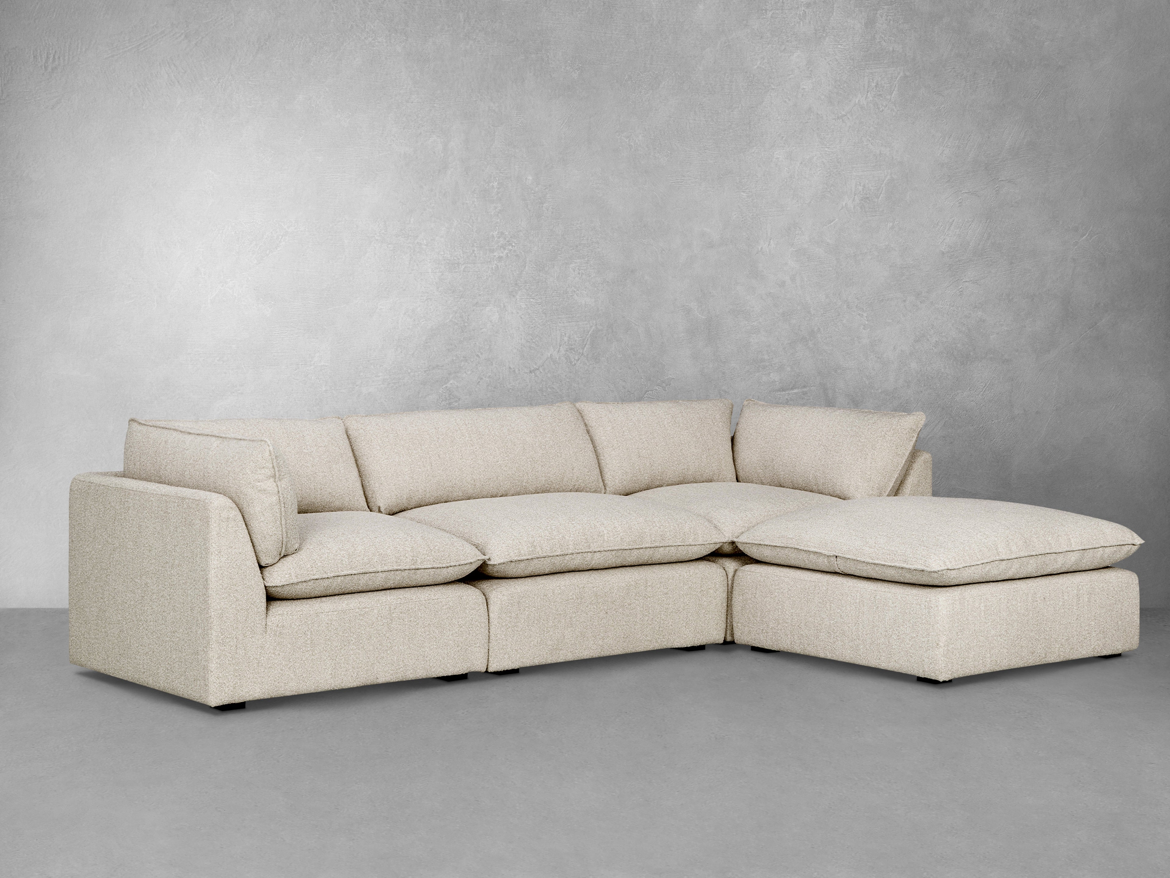 JoJo Fletcher Luxe Boucle Fabric 4pc Sectional, Oat