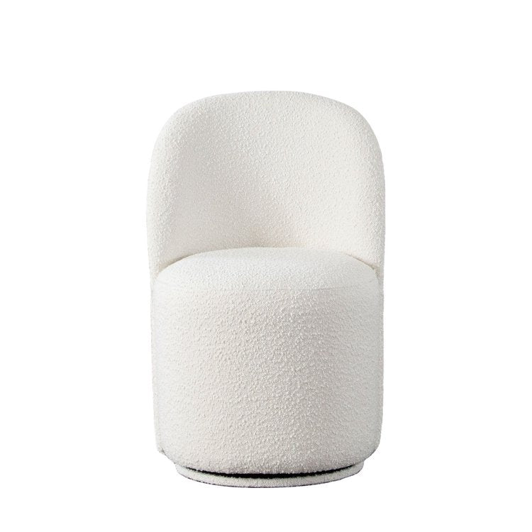 Kendall Dining/Accent Swivel Chair in Ivory Boucle Fabric
