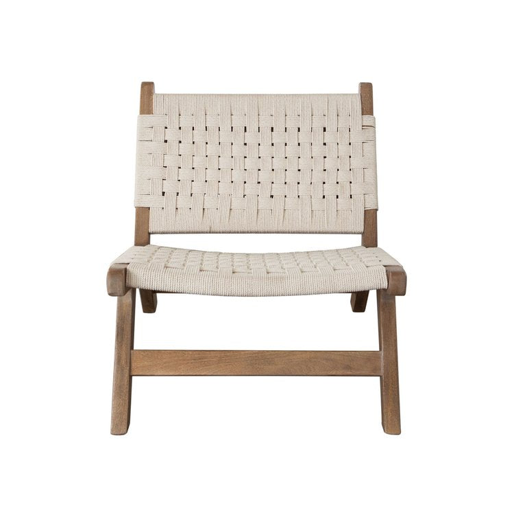 Laurel Wood Accent Chair In Caramel/Walnut Finish W/ Woven Natural Rope Seat & Back