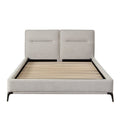 Leandro Low Profile Eastern King Bed In Clarkson Sand Fabric W/ Black Metal Leg