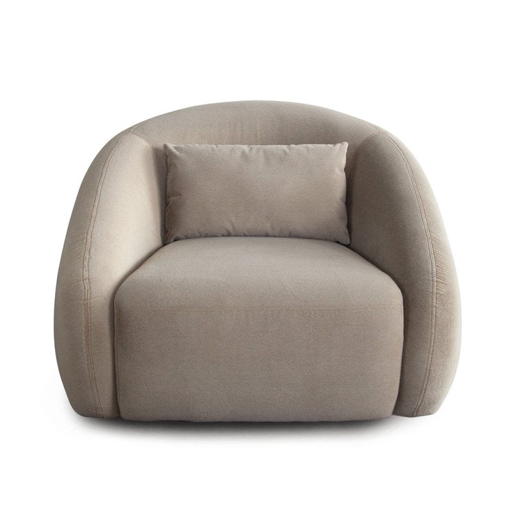 Lena Swivel Accent Chair In Fawn Faux Alpaca Fabric