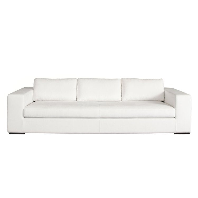 Muse Sofa in Mist White Performance Fabric w/ (4) Black Accent Pillows