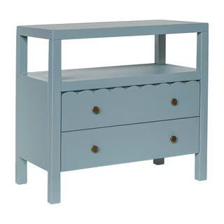 Maribelle Scallop Nightstand, 28"W, Slate Blue