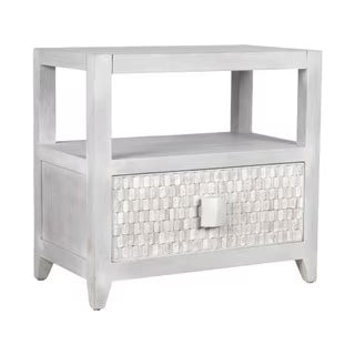 New Fulton Nightstand With Drawer and Self, 28"W, Whitewash