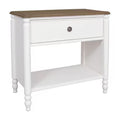 New Ashford Turned Leg Nightstand With Drawer And Shelf, 28"W, Off-White/Chestnut Brown