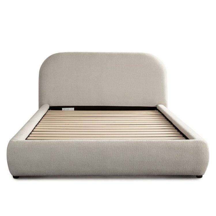 Ocean Queen Bed With Mattress Platform In Birch Performance Fabric