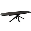 Onyx Rectangle Extension Dining Table w/ Black Ceramic Glass Top & Black Metal Leg