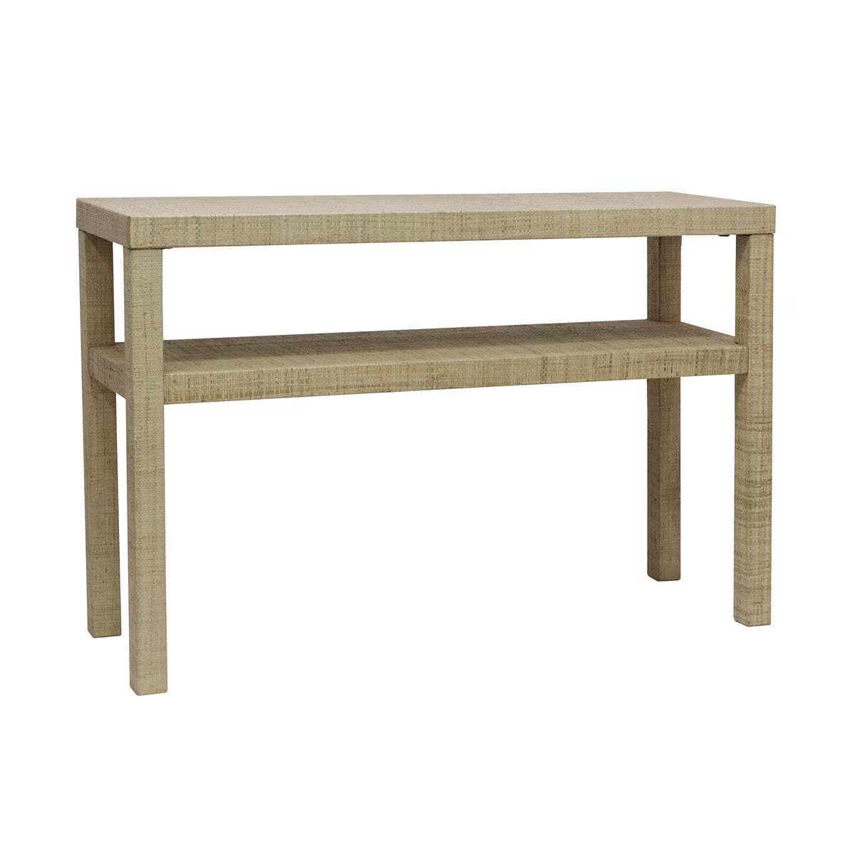 Raffia Wrapped Console Table with Shelf, Natural