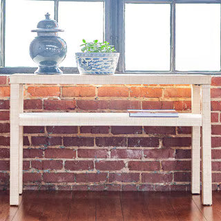 Raffia Wrapped Console Table with Shelf, Natural
