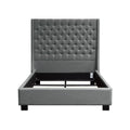 Park Avenue Eastern King Tufted Bed with Vintage Wing in Grey Linen | grey Bed