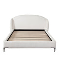 Path Low Profile Eastern King Bed In Oslo Ivory Fabric W/ Contoured Headboard And Black Metal Leg
